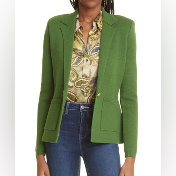 L’Agence Lacey Knit Blazer Pine Green Size XS